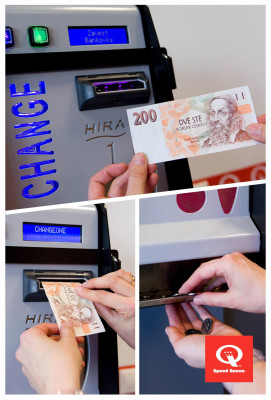 Měnička na žetony proměňuje celou hodnotu bankovek